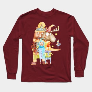 Christmas hipster animals Long Sleeve T-Shirt